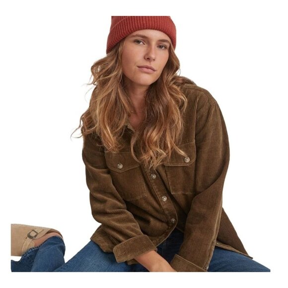 Marine Layer Jemma Overshirt Corduroy Shirt Jacket Shacket Green Size X-Large